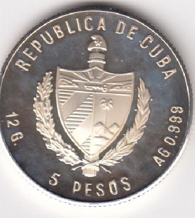 Beschrijving: 5 Pesos W-OLYMPIC 84 TORCH